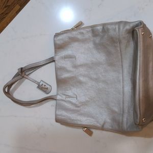 Furla leather purse large metallic tote
